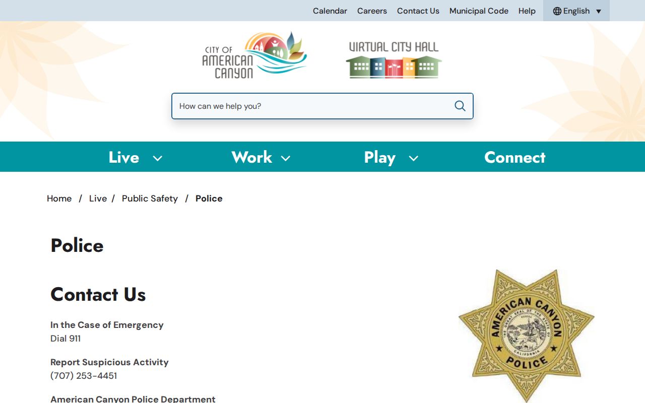 Official American Canyon Police webpage