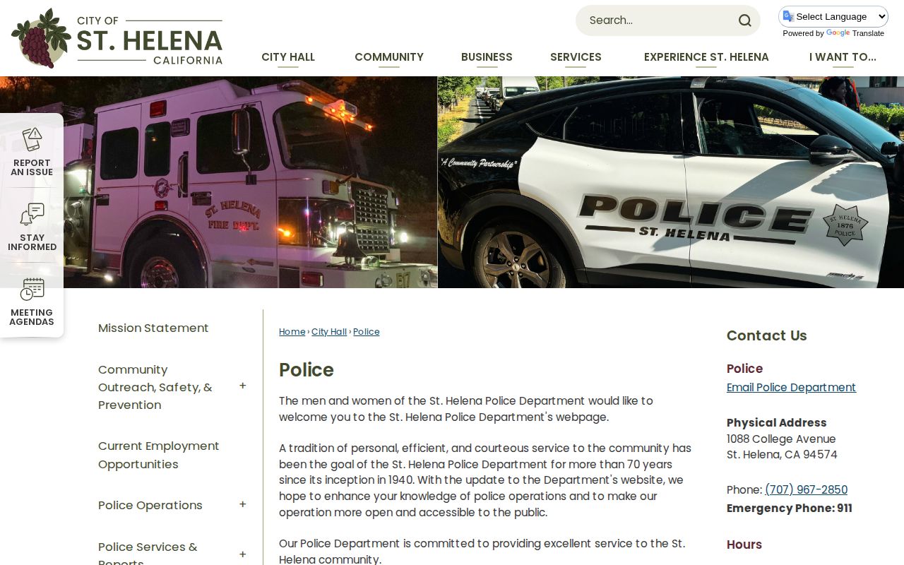 Official St. Helena Police webpage